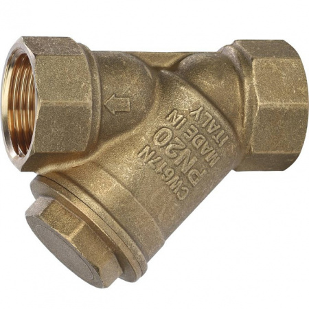 ФГО Фильтр косой грубой очистки STOUT SFW латунный 1", 500 мкр, желтый