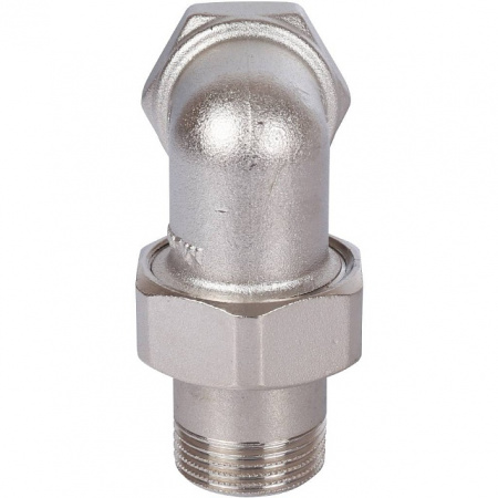 Американка УГЛОВАЯ резьбовая латунная (с прокладкой o-ring) STOUT никель 3/4" ВН