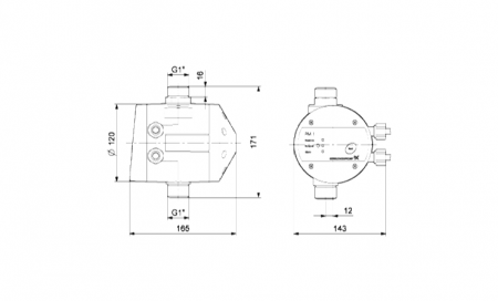 Реле давления GRUNDFOS PM 1 15, 1,5, 6 А, 2-х полюсное, c защитой от "сухого хода"