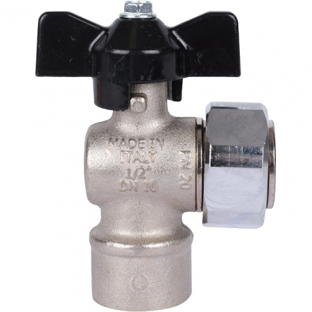 Кран шаровой угловой STOUT бабочка 1/2"х3/4" В, с накидной гайкой