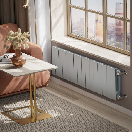 Радиатор биметаллический ROYAL THERMO PIANOFORTE SILVER SATIN 300x16 секций, серый