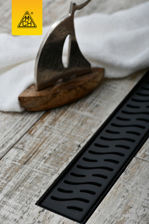 Душевой лоток MCH ЧЕРНЫЙ 750 mm - с боковым сливом D 40, решетка черная