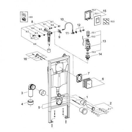 Инсталляция для подвесного унитаза Grohe Rapid SL 3 в 1 38772001 с кнопкой хром