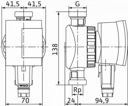 Насос для рециркуляции WILO STAR-Z NOVA A с клапаном и кранами
