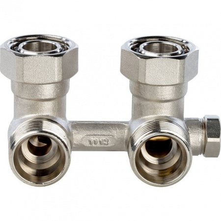 Узел-мультифлекс нижней подводки STOUT угловой, Н-образный, 3/4"х3/4"ЕК, с байпасом