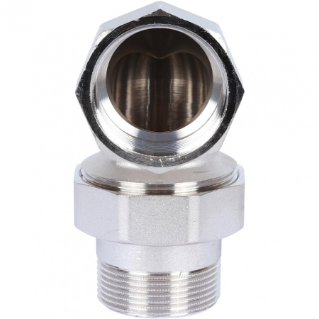 Американка УГЛОВАЯ резьбовая латунная (с прокладкой o-ring) STOUT никель 11/4" ВН