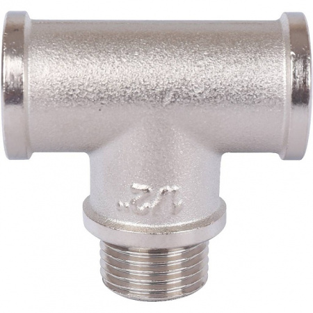 Тройник переходной резьбовой латунный STOUT никель 1/2"x1/2"x1/2" ВНВ