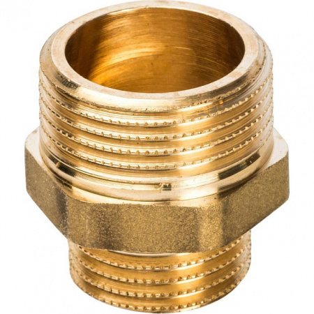 Ниппель переходной резьбовой латунный STOUT без покрытия 3/4"x1/2" Н