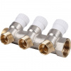 Коллектор распределительный вентильный STOUT никель 3/4"x1/2" -3 выхода, (белые ручки), евроконус