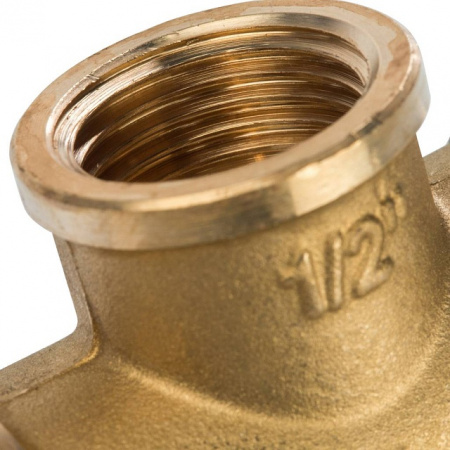 Тройник переходной латунный STOUT без покрытия 3/4"x1/2"x3/4" В