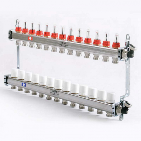 Коллекторная группа UNI-FITT 450I нерж 1"x3/4" EK на 13 выходов, с расходомерами (в полном сборе)