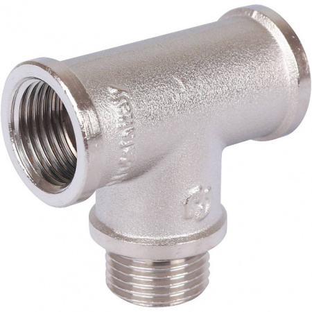 Тройник переходной резьбовой латунный STOUT никель 1/2"x1/2"x1/2" ВНВ