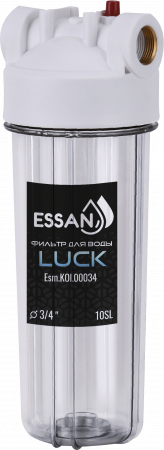 Корпус-колба фильтра из пластика ESSAN LUCK ПРОЗРАЧНЫЙ холодная вода 10SL, 3/4"