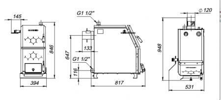Котел твердотопливный ROMMER 16 кВт с возможностью установки ТЭНа, терморегулятора/т