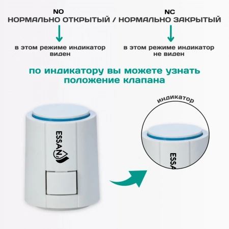 Сервопривод ESSAN ACTUATOR NO М30х1.5 электротермический компактный, норм открытый, 230В/300mA/2Вт