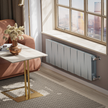 Радиатор биметаллический ROYAL THERMO PIANOFORTE SILVER SATIN 300x14 секций, серый