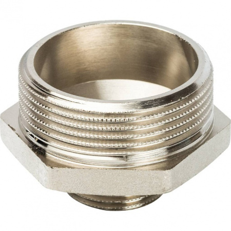 Ниппель переходной резьбовой латунный STOUT никель 11/2"x3/4" Н