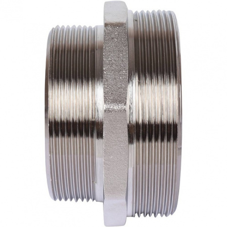 Ниппель переходной резьбовой латунный STOUT никель 3"x2 1/2" Н