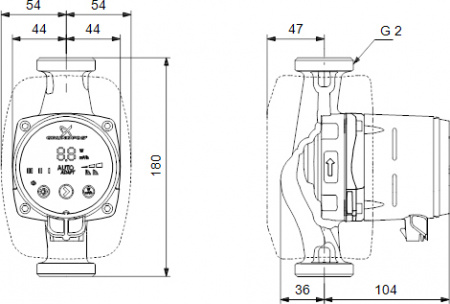 Насос циркуляционный GRUNDFOS ALPHA2 32-60 180 (модель D) (34 Вт)