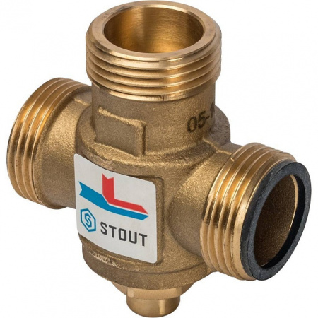 Клапан трехходовой термостатический смесительный STOUT 1" Н-11/2" В-1" Н (70°С)