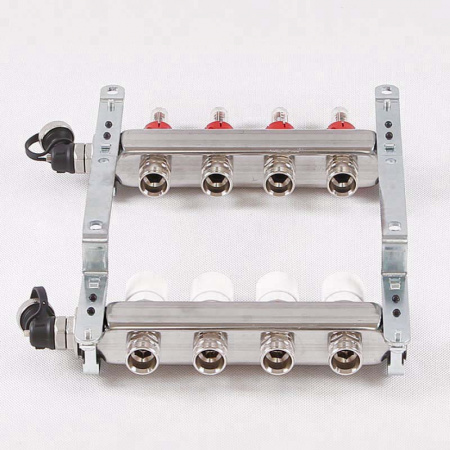 Коллекторная группа UNI-FITT 450I нерж 1"x3/4" EK на 4 выхода, с расходомерами (в полном сборе)