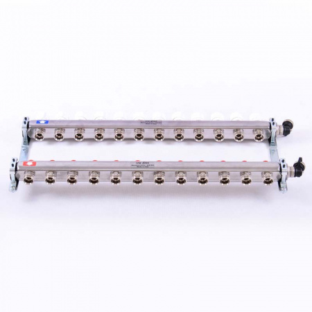 Коллекторная группа UNI-FITT 451I латунь 1"x3/4" EK на 12 выходов, в сборе без расходомера
