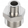 Ниппель переходной резьбовой латунный STOUT никель 1/2"x1/4" Н
