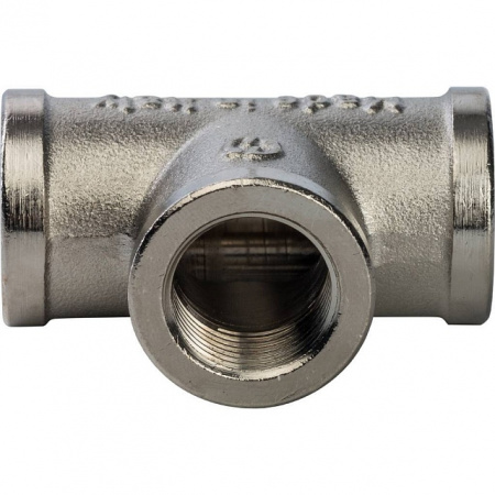 Тройник резьбовой латунный STOUT никель 3/8" В
