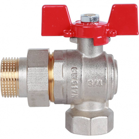 Кран шаровой с американкой угловой ROMMER бабочка 3/4" ВН