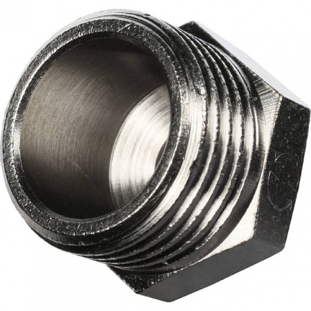 Ниппель переходной резьбовой латунный STOUT никель 1/2"x1/4" Н