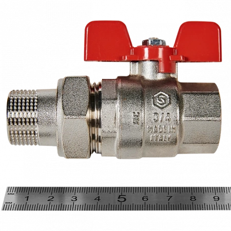 Кран шаровой полнопроходной с американкой STOUT ручка бабочка 3/4" ВР/НР (EPDM)