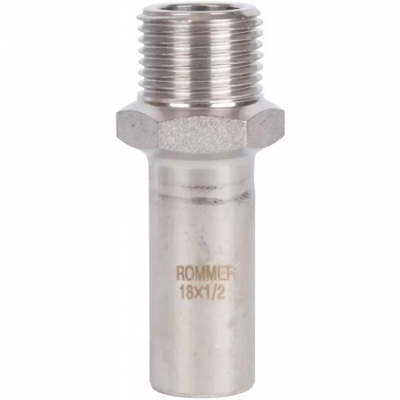 Вставка переходная НПр-НР, 18х1/2, из нержавеющей стали прессовой ROMMER