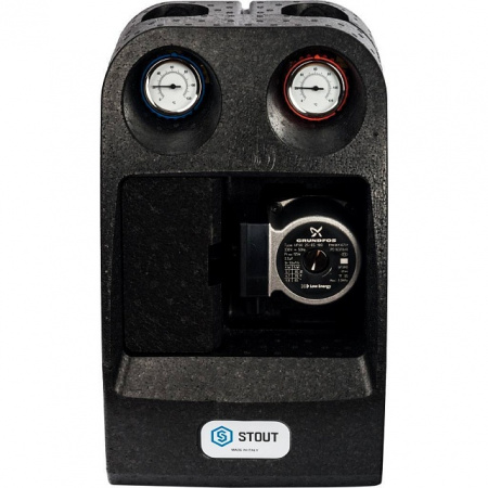 ГБМ Насосная группа STOUT для твердотопливных котлов, с насосом GRUNDFOS UPSO25-65 DN25 (1")