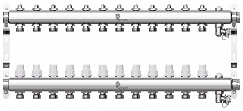 Коллекторная группа WESTER W903.12 нержавейка 1"x3/4" EK -12 выходов, без расходомеров