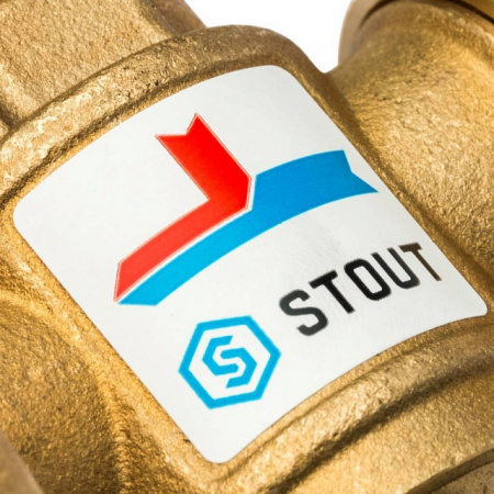 Клапан трехходовой термостатический смесительный STOUT 11/2" Н-11/2" В-1" В (70°С)