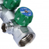Коллектор распределительный вентильный STOUT никель 1"x1/2" -4 выхода, (зеленые ручки), евроконус