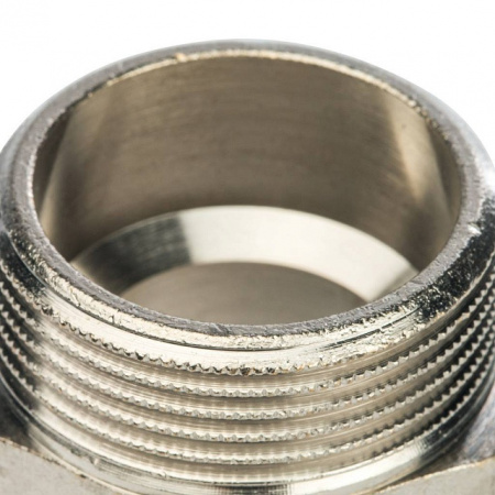 Ниппель переходной резьбовой латунный STOUT никель 11/4"x1" Н