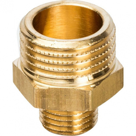Ниппель переходной резьбовой латунный STOUT без покрытия 1/2"x1/4" Н