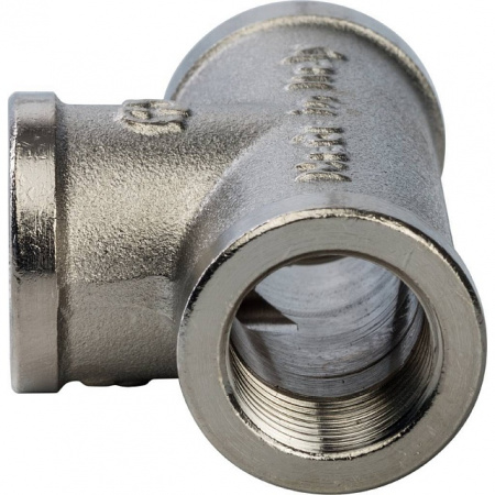 Тройник резьбовой латунный STOUT никель 3/8" В