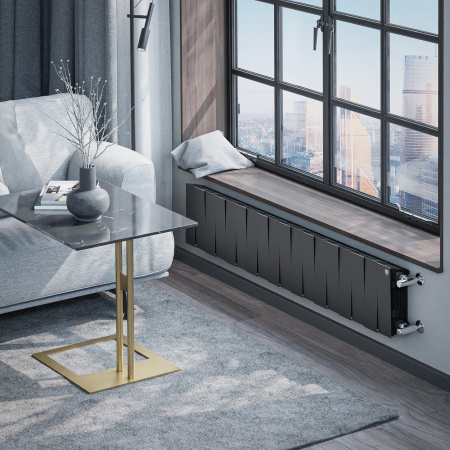 Радиатор биметаллический ROYAL THERMO PIANOFORTE NOIR SABLE 200x18 секций, чёрный