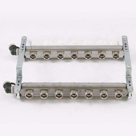 Коллекторная группа UNI-FITT 451I латунь 1"x3/4" EK на 7 выходов, в сборе без расходомера