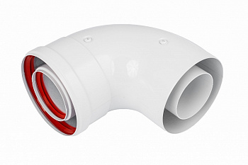 Колено стартовое коаксиальное ESSAN алюминиевое 90 гр. 60/100 (BAXI/VIESSMANN/BERETTA/KITURAMI)