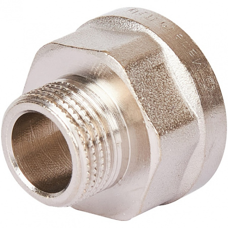 Переход под ключ резьбовой латунный STOUT никель 1/2"х3/8" ВН