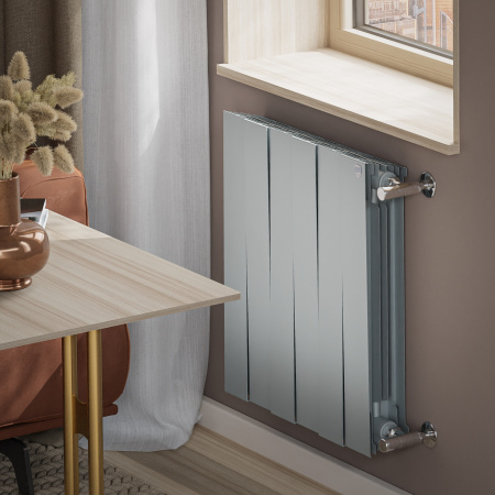 Радиатор биметаллический ROYAL THERMO PIANOFORTE SILVER SATIN NEW 500x6 секций, серый