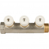 Коллектор распределительный вентильный STOUT никель 1"x3/4" -3 выхода, (белые ручки), евроконус