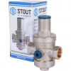 Редуктор давления STOUT 1/2" вн/вн PN25 с выходом под манометр