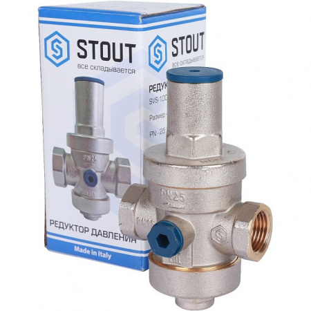 Редуктор давления STOUT 1/2" вн/вн PN25 с выходом под манометр