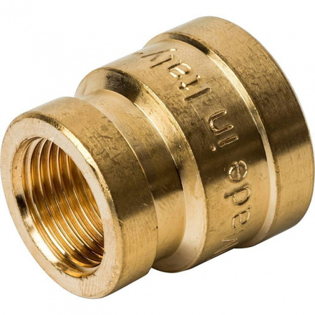 Муфта переходная резьбовая латунная STOUT без покрытия 1/2"x3/8" В