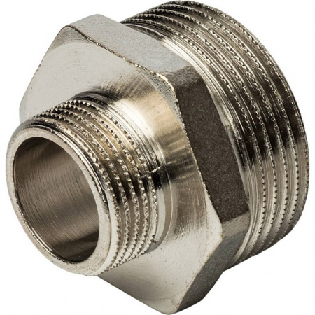 Ниппель переходной резьбовой латунный STOUT никель 11/4"x3/4" Н