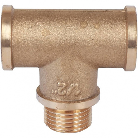 Тройник резьбовой латунный STOUT без покрытия 1/2"x1/2"x1/2" ВНВ